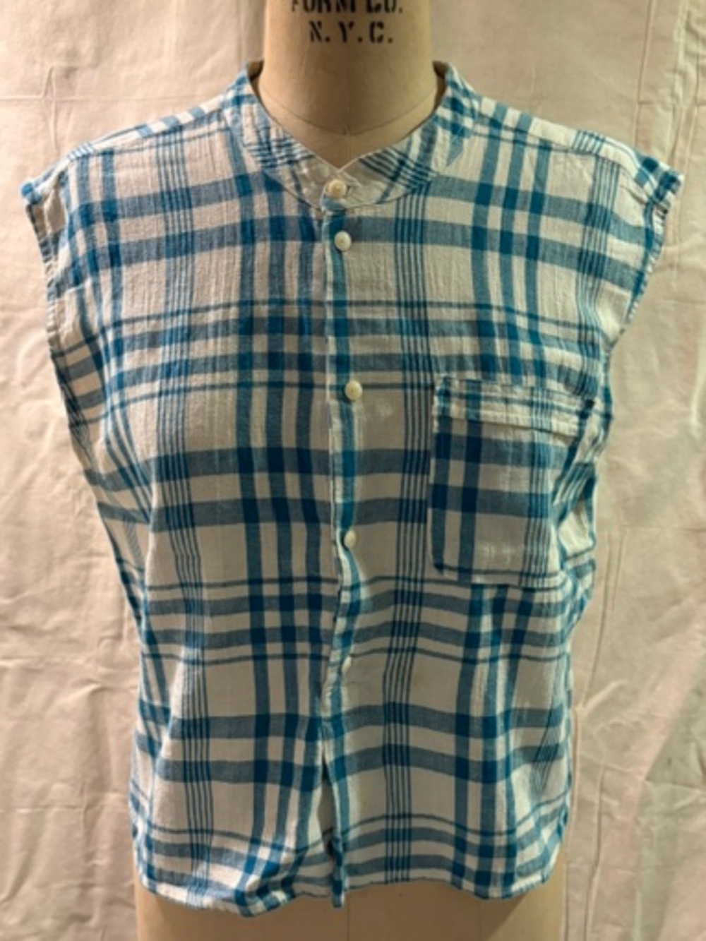 Plaid Sleeveless Blouse